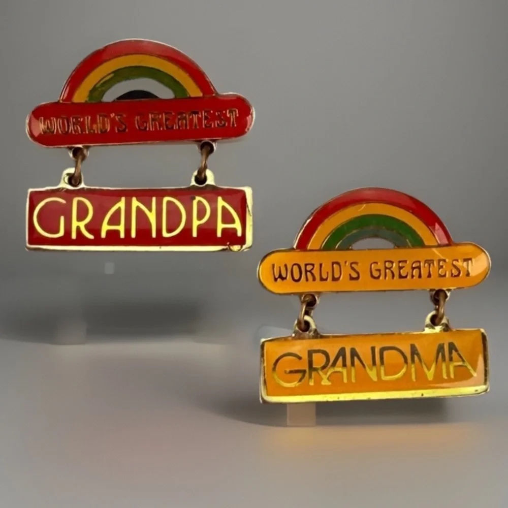 World's Greatest Grandpa and Grandma Brooch Pins
